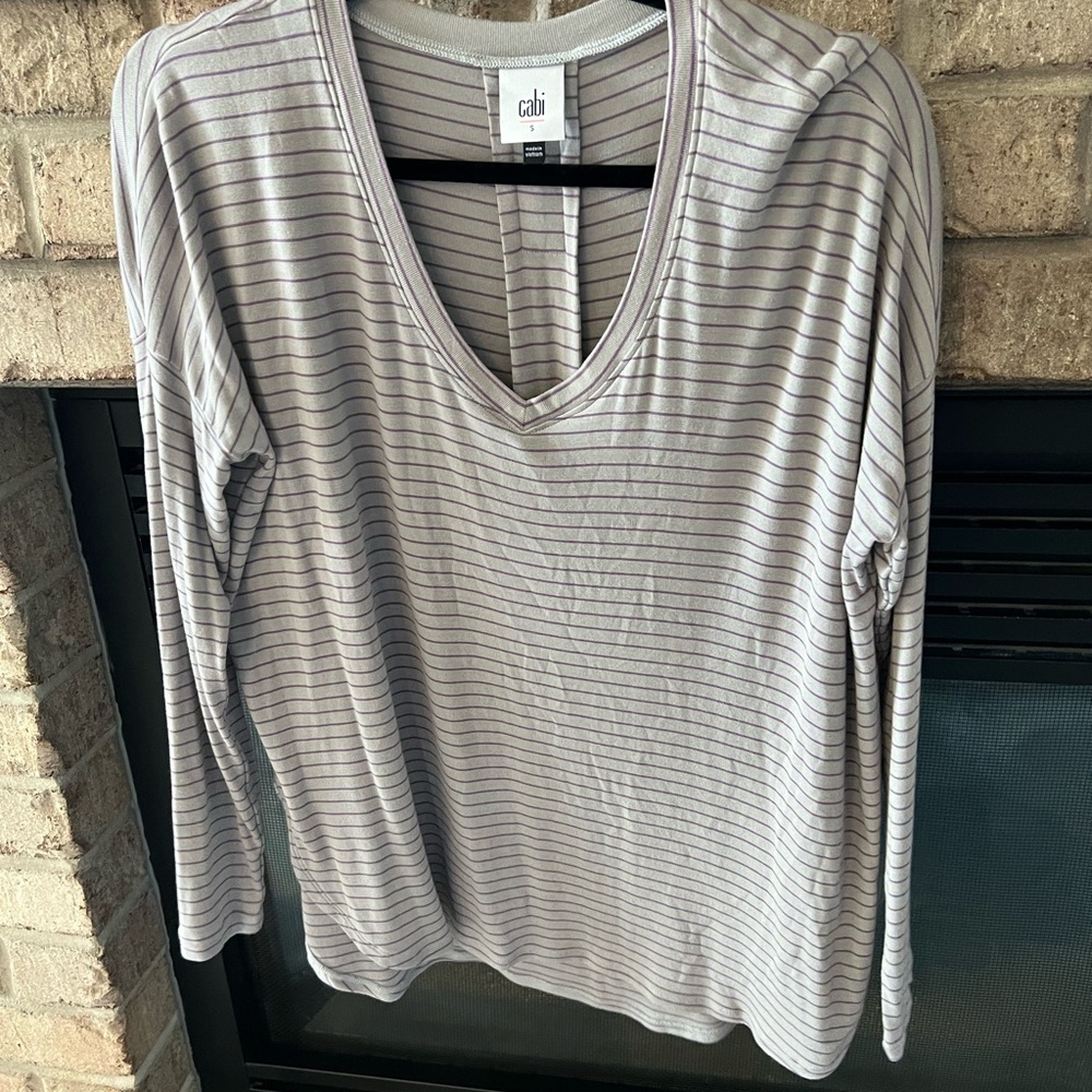 Cabi Serenity Gray Striped Top